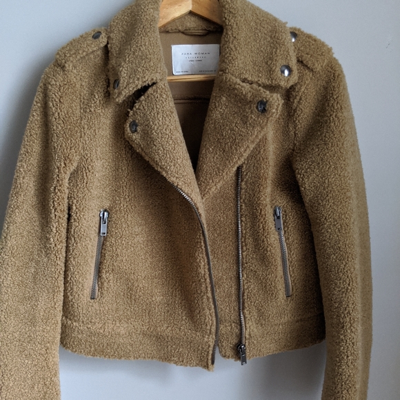 zara teddy biker jacket